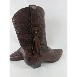 Vintage Laredo Brown Leather Western Cowboy Boots Women 8.5M Tassel
